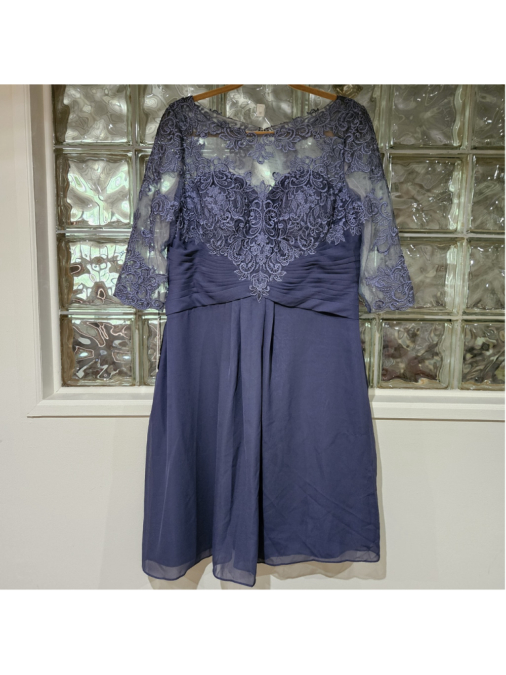 JJ's House Zaray Chiffon Midi Cocktail 198251 Size 16 Color Stormy